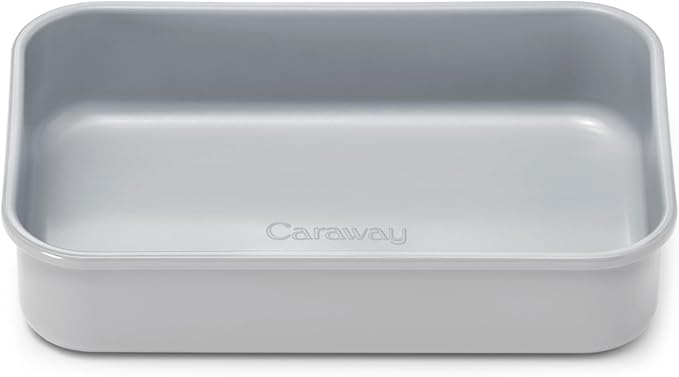 Caraway Nonstick 9??x 6.5??Small Rectangle Baking Pan ??Non-Toxic, PTFE & PFOA Free ??Aluminized Steel Core ??Deep Ceramic Baking Pan for Casseroles, Lasagna & More - Gray