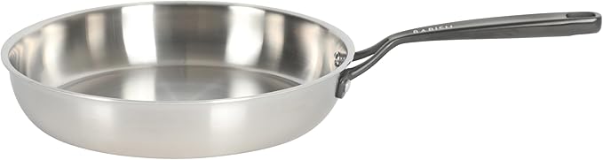 Babish 10-Inch Tri-Ply Stainless Steel Frying Pan With Black Handle ??Professional Grade Skillet for Searing, Saut챕ing & Everyday Cooking
