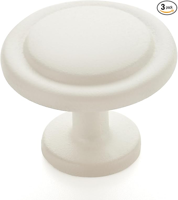 Ravinte 3 Pack 1-1/4 inch Kitchen Cabinet Knobs White Frosted Dresser Zinc Pulls Door Drawer Handles for Dresser Drawers
