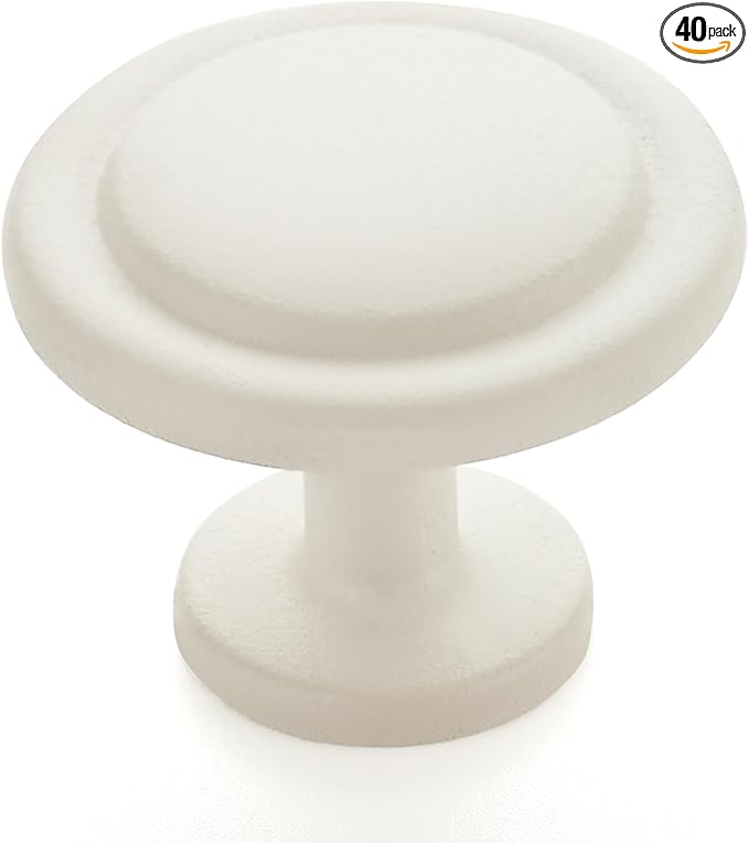 Ravinte 40 Pack 1-1/4 inch Kitchen Cabinet Knobs Drawer Knobs Dresser Knobs White Frosted Zinc Knobs Drawer Pulls Door Knobs Dresser Drawer Handles Knobs for Dresser Drawers