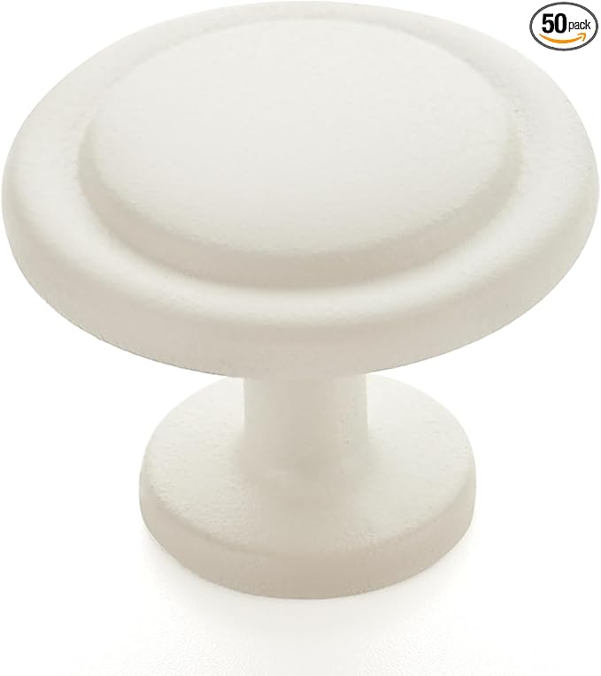 Ravinte 50 Pack 1-1/4 inch Kitchen Cabinet Knobs White Frosted Dresser Zinc Pulls Door Drawer Handles for Dresser Drawers