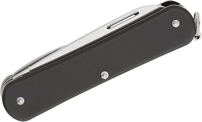 Fox Knives Vulpis FX-VP130-F4 Slipjoint Folding Knife 4-in-1 Multitool 2.17in Blade, Bottle Opener, Can Opener, Flat Head Screwdriver, Scissors - Compact Versatile Minimalist Pocket Knife (Black)