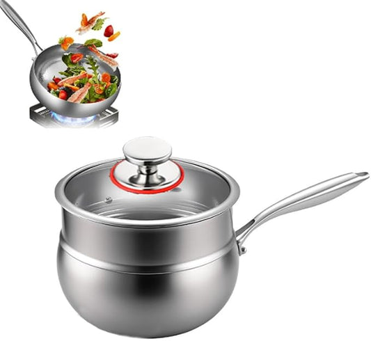 Titanium Hammered Pan with Lid, Thickened Multi-Layer Stock Pot, Titanium Wok Pan, Scratch-Resistant Non Stick Titanium Frying Pans, Even Heating for Cooking,9.44in/Steamer