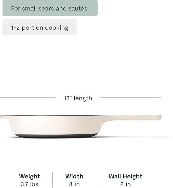 Caraway Cast Iron Skillet - 8??Enameled Cast Iron Pan With 3 Layer Enamel Coating - No Seasoning Required - Compatible With All Stovetops - Free From Forever Chemicals - Cream