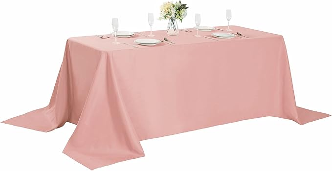 Cupuamon Rectangle Tablecloth 90x132 inch Washable Polyester Fabric Table Cloth for Wedding Party Dining Banquet Decoration（90x132, Dusty Pink）