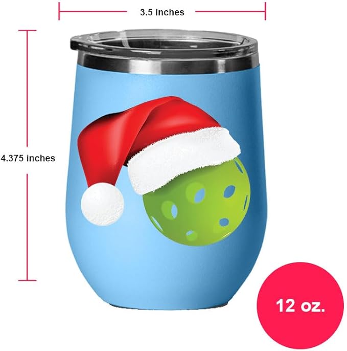Pickleball Wine Tumbler, Pickleball Gift, 12oz Stainless Steel Wine Tumbler, Gifts For Him, For Her, For Boys, For Girls, Birthday, Christmas Gift idea (Light Blue)