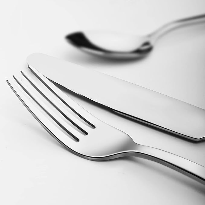 KINGSTONE Dinner Forks Set of 4, 8-Inch 18/10 Stainless Steel Forks Cutlery, Mirror Polished Table Forks for Home, Kitchen & Restaurant, Dishwasher Safe (Dinner Forks Set, 4-Piece)
