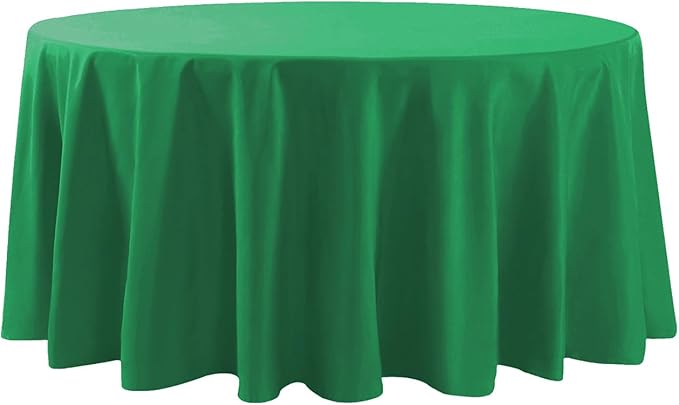 Cupuamon 132 inch Round Tablecloth Washable Polyester Table Cloth Decorative Table Cover for Wedding Party Dining Banquet（132 inch,Emerald）