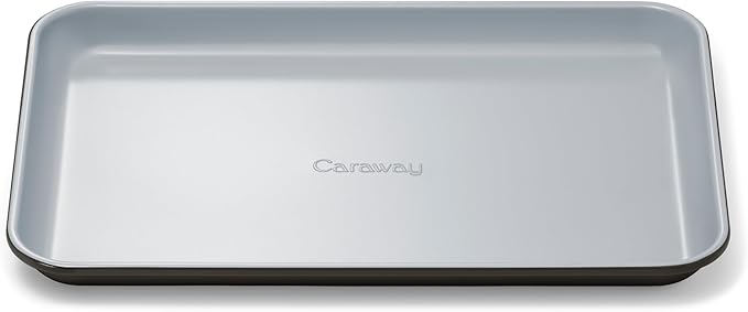 Caraway Nonstick Ceramic Small Baking Sheet (9x13?? ??Non-Toxic, PTFE & PFOA Free ??Oven Safe ??Aluminized Steel Core ??Mini Sheet Pan for Baking, Roasting & More - Black