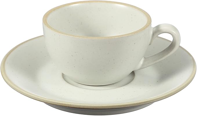 uxcell Handmade Vintage Espresso Cups, 3 oz Coffee Cups and Saucers Ceramic Tea Cup with Handle Dishwasher and Microwave Safe for Latte Cappuccino Milk Office Home Gifts, Morandi White