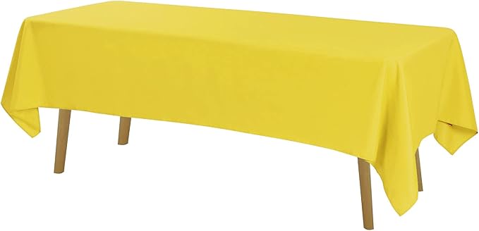 Cupuamon Rectangle Tablecloth 60x84 inch Washable Polyester Fabric Table Cloth for Wedding Party Dining Banquet Decoration（60x84,Yellow）