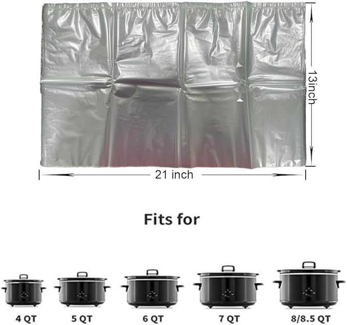 Slow Cooker Liners Disposable, 13"x21" Large Size Cooking Bags, Fits 3-8 Quart Oval & Round Crock Pot, BPA-Free & Heat-Resistant, 20 Count