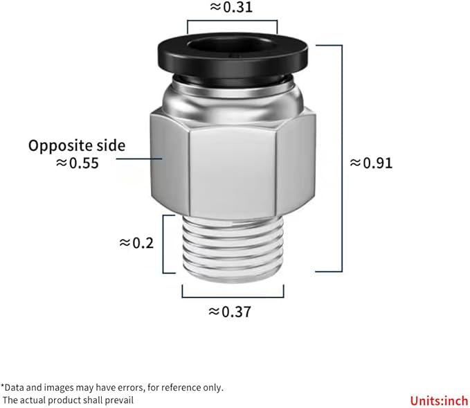 Pneumatic Black Push Connect Fittings 5/16 Inch Tube OD x 1/8 Inch NPT Air Push Connect Tools Pneumatic Hose Fittings(Pack of 10)