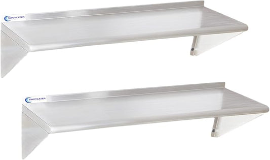 2 Pack Stainless Steel Shelf 12"x48" 320LB, Commercial Wall Mounted Metal Shelving for Home Kitchen, Restaurant