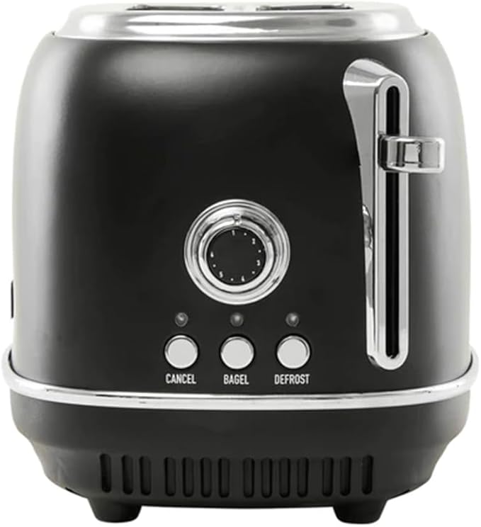 Haden Heritage 2 Slice Wide Slot Stainless Steel Toaster with Adjustable Browning Control & Non-Slip Feet, Black & Chrome