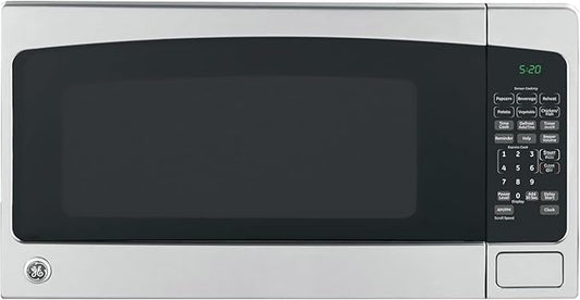 GE Compact Countertop Microwave Oven, 0.7 Cubic Ft., 700-watt Capacity, 6 Auto Cooking Settings, Child-Lock Technology, Dorm Room or Apartment, Stainless Steel