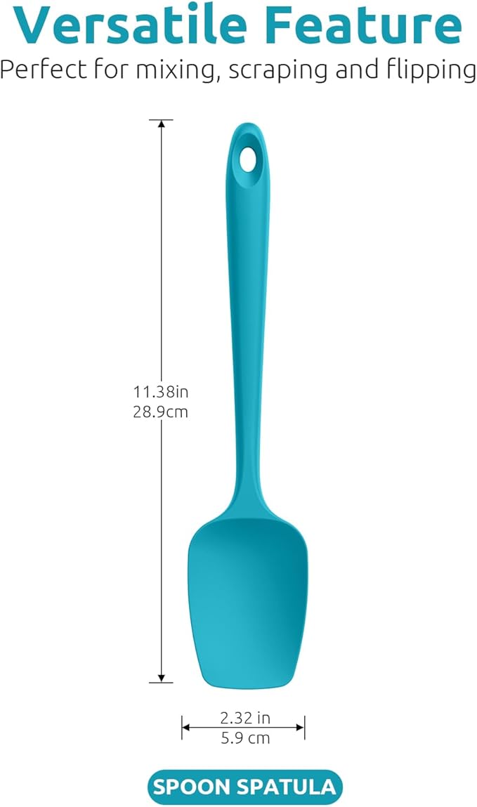 U-Taste Silicone Spoon Spatula Set, 600쨘F High Heat Resistant Food Grade Flexible Rubber Scraper, Cooking Mixing Baking Kitchen Utensils Set of 3 (Marrs Green)