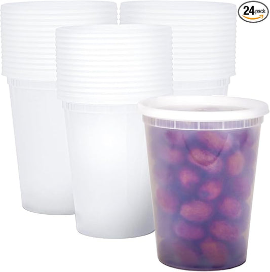 EASYTRIP [24 sets] 32oz Deli Containers with Lids竊똅ood Storage Container with airtight lid竊똏lastic Soup Containers with Lids Meal Prep/BPA Free/Freezer Safe/Dishwasher Safe/Microwave Safe/Stackable