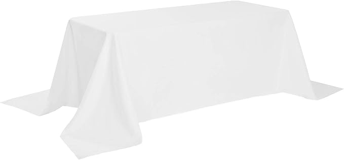 Cupuamon Rectangle Tablecloth 90x156 inch Washable Polyester Fabric Table Cloth for Wedding Party Dining Banquet Decoration（90x156, White）