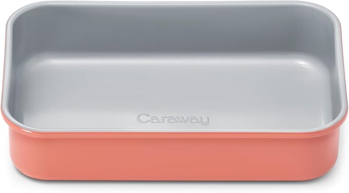 Caraway Nonstick 9??x 6.5??Small Rectangle Baking Pan ??Non-Toxic, PTFE & PFOA Free ??Aluminized Steel Core ??Deep Ceramic Baking Pan for Casseroles, Lasagna & More - Perracotta