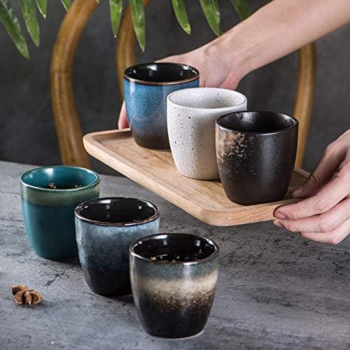 Japanese-Style Kiln Ceramic Tea Cups Set 5 oz Capacity Coffee Sake Cups Yerba Mate Espresso Cup Set of 5 with Box for Gifts