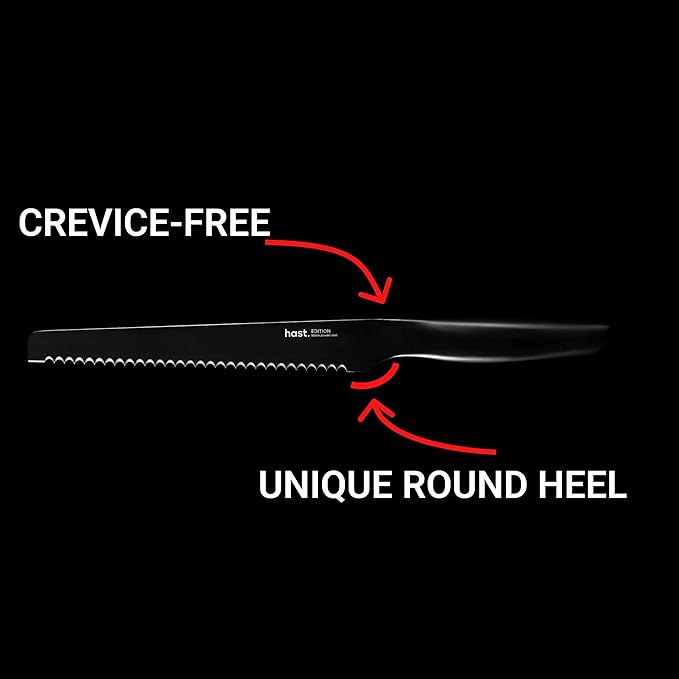 HAST Edition 8-Inch Serrated Bread Knife, Ultra-Sharp Professional Bread Slicing Knife, Advanced Powder Steel, Lightweight, Comfortable Ergonomic & Award-Winning Design(Titanium Gold)