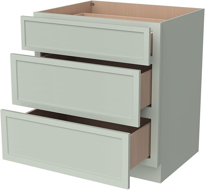 Newtown 3-Drawer Solid Wood Cabinet Premium Storage Organizer for Kitchen,Office Files, Essentials, and Mor Versatile and Stylish Drawer Cabinet for Home (NT-Jade Green, 33"W x 24"D x 34.5"H)