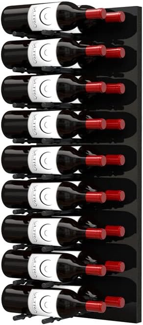 Ultra Wine Racks Fusion Wine Wall Label-Out (3 Foot, Double Deep, Black Acrylic, Matte Black Peg) ??Modular Wine Rack for 18 Bottles, Easy Installation for Home Bar or Wine Cellar