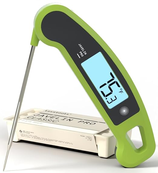 Lavatools Javelin짰 PRO Classic Ultra-Fast 2-Second Professional Digital Instant Read Meat Thermometer for Grill and Cooking, Auto-Rotating Backlit Display, IP65 Water Resistant, NSF Certified ??Wasabi