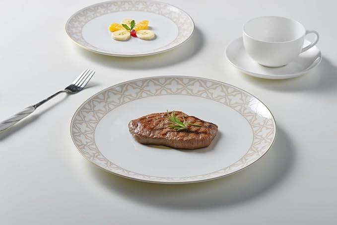 Bone China Dinner Plate Simple plain Smooth Classic pattern 10.5 inches
