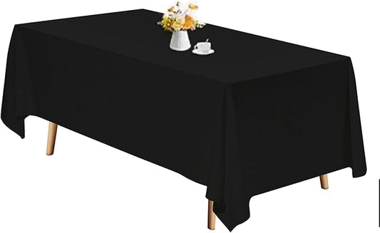 TWINPRET Rectangle Tablecloth 60 x 84 Inch, Black Waterproof Washable Polyester Table Cloth - Stain & Oil Resistant Rectangular Table Cover for Outdoor, Indoor, Banquet & Party (Fits 4 Foot Tables)