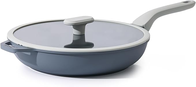 PRICUSIS Nonstick Ceramic Frying Pan with Lid, 8/10/12 Inch, Metal Utensil Safe, PFOA & PFAS Free, Scratch & Stain Resistant Skillet, Oven & Dishwasher Safe, Induction Compatible ??Gray (12-Inch)