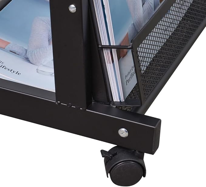 floor magazine rack brochure display stand for offices and public reception area竊똪iterature rack with 4 Universal wheels (70"횞27횞13.8")