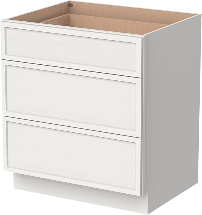 Newtown 3-Drawer Solid Wood Cabinet Premium Storage Organizer for Kitchen,Office Files, Essentials, and Mor Versatile and Stylish Drawer Cabinet for Home (NT-Origami White, 36"W x 24"D x 34.5"H)