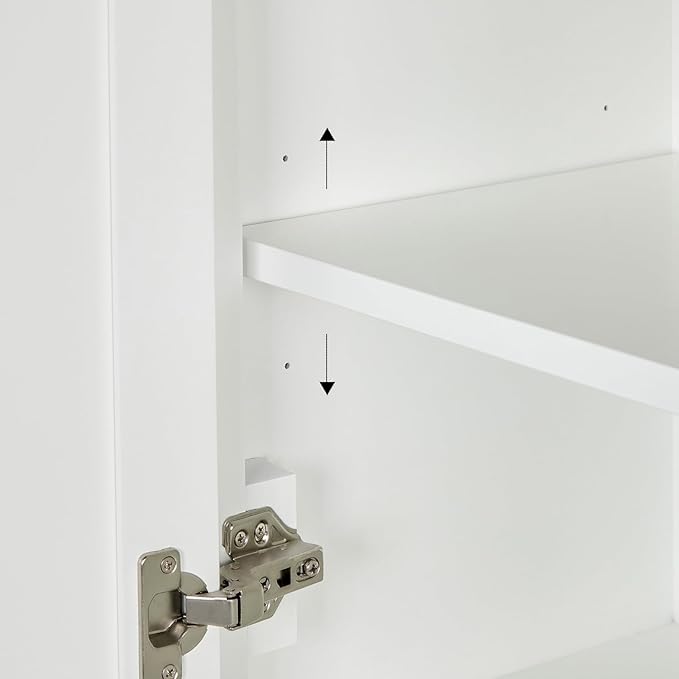 ARIEL Cambridge Bathroom Storage Cabinet - Solid Hevea Wood and Fully Assembled for Long-Lasting Durability and Sophisticated Finish, Freestanding Linen Bathroom Cabinet - 65?쒱 x 20?쓂 x 16?쒭, White
