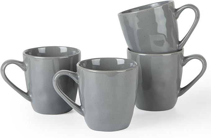 famiware Mars 4 Pieces Coffee Mug, 14 oz Tea Mug, Catering Mugs with Handle for Coffee, Tea, Cocoa, Milk, Dark Gray