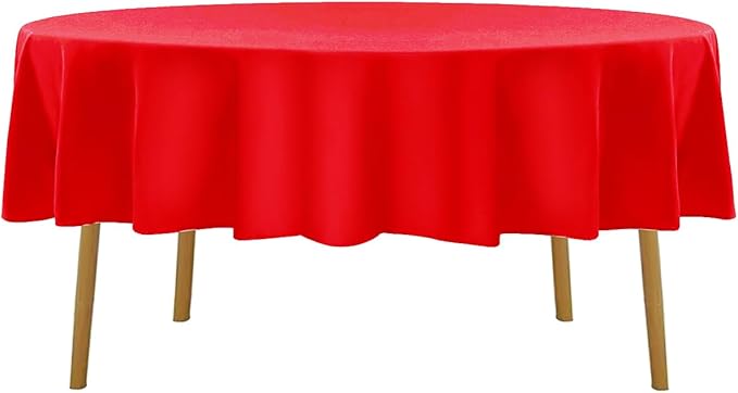 Cupuamon 60 inch Round Tablecloth Washable Polyester Table Cloth Decorative Table Cover for Wedding Party Dining Banquet（60 inch,Red）