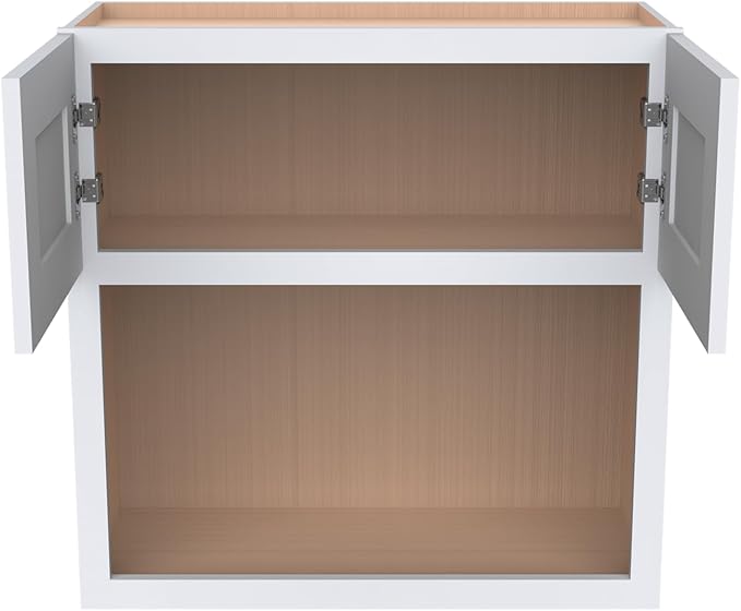 Solid Wood RTA Wall Microwave Cabinet with Open Shelves ??Shaker Style, Space-Saving Kitchen Pantry Storage, Durable and Versatile Wall-Mounted Organizer (SK-White, 30" W x 24" D x 36" H)