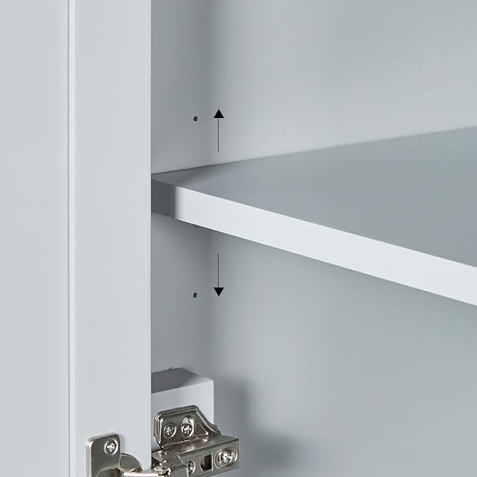ARIEL Cambridge Bathroom Storage Cabinet - Solid Hevea Wood and Fully Assembled for Long-Lasting Durability and Sophisticated Finish, Freestanding Linen Bathroom Cabinet - 65?쒱 x 20?쓂 x 16?쒭, Grey