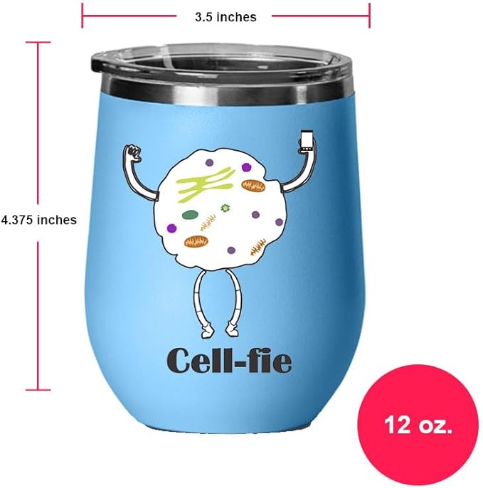 Cell Fie Wine Tumbler, Cell Fie Gift Lover, 12oz Stainless Steel Wine Tumbler, Gifts For Him, For Her, For Boys, For Girls, Birthday, Christmas Gift idea (Light Blue)