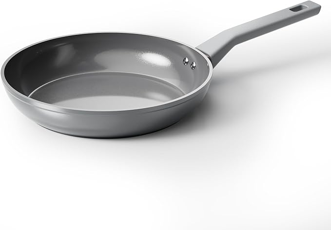 Sanho 10 Inch Frying Pan Nonstick, PFOS/PFOA/PTFE-Free Healthy Ceramic Coating, Induction Compatible Cookware for All Stovetops, Dishwasher Safe, Gray