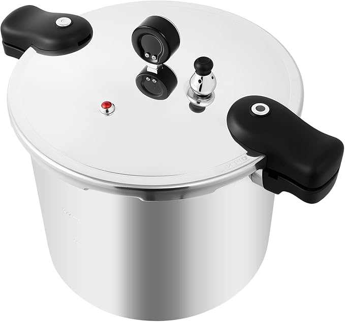 Pressure Canner Cooker, 23 Quart Large Capacity Aluminium Thickened Explosion-proof Electric Pressure Canner Commercial Manual Canning Cookware w/Gauge Release Valve for Gas, Electric