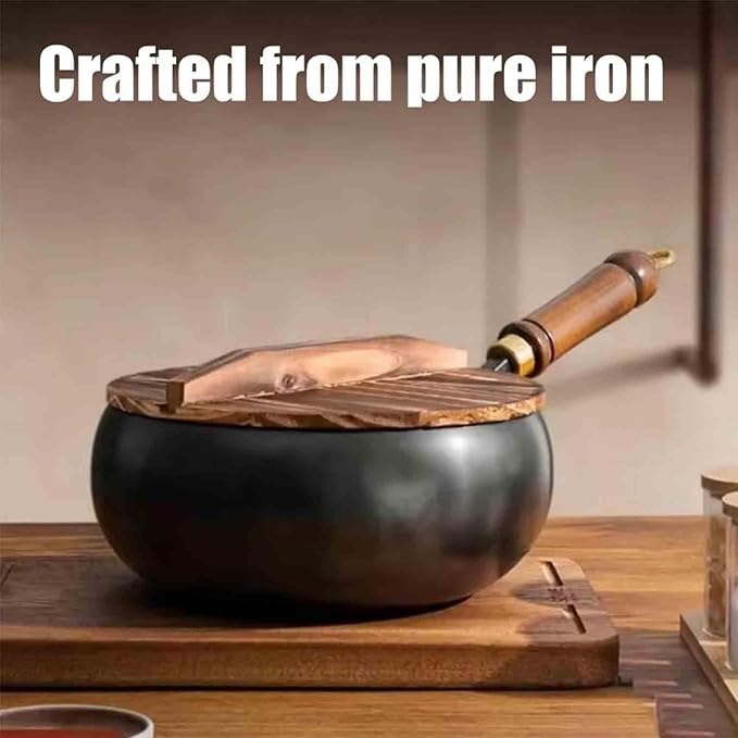 Jinswhdre Cast Iron Skillet, Uncoating Cast Iron Pot, Multi-purpose Frying Wok, Hand-Forged Non-stick Pans Without Coating, High Purity Frying Pans For Cooking