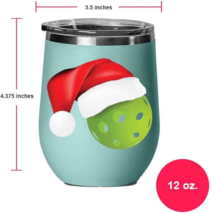 Pickleball Wine Tumbler, Pickleball Gift, 12oz Stainless Steel Wine Tumbler, Gifts For Him, For Her, For Boys, For Girls, Birthday, Christmas Gift idea (Teal)