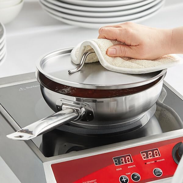 12-Piece Induction Ready Stainless Steel Cookware Set, NSF Listed, 4mm Aluminum-Clad Bottom, Silver, with Saucier Pans, Saute Pan, Brazier, Stock Pot, SS1 Series