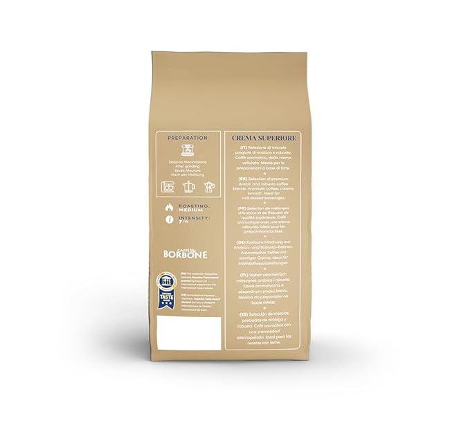 Caff챔 Borbone Whole Bean Coffee, Medium Roast Arabica and Robusta Blend, Crema Superiore, Rich and Smooth Italian Coffee, 2.2 lb Bag
