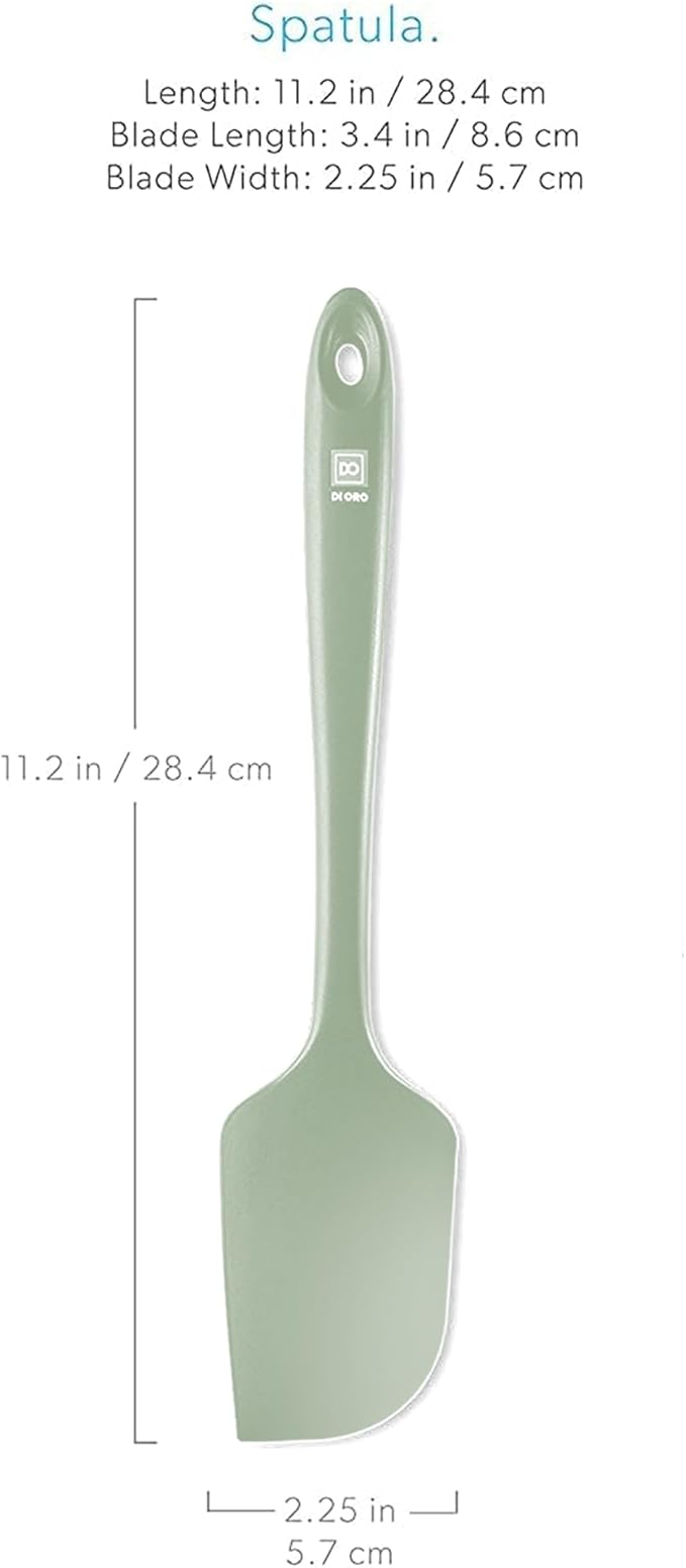 DI ORO Silicone Spatula - 600째F Heat-Resistant Rubber Kitchen Spatula for Baking, Scraping, & Mixing - BPA Free Nonstick Cookware Safe Flexible Utensil for Cooking - Seamless & Dishwasher Safe (Sage)