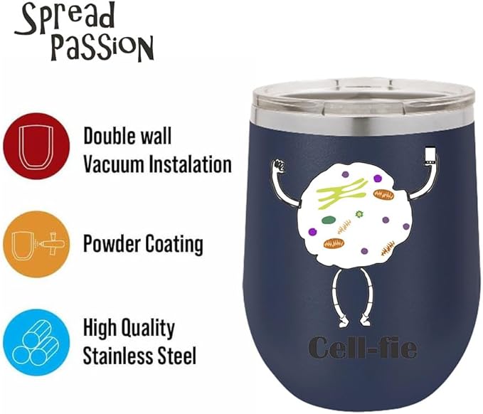 Cell Fie Wine Tumbler, Cell Fie Gift Lover, 12oz Stainless Steel Wine Tumbler, Gifts For Him, For Her, For Boys, For Girls, Birthday, Christmas Gift idea (Blue)