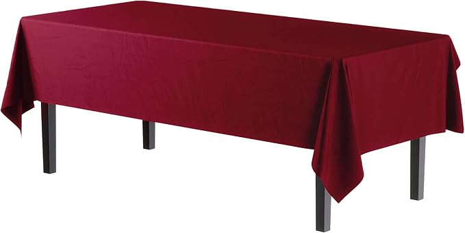 Party Solids 6-Pack Premium Plastic Tablecloth 54in. x 108in. Rectangle Plastic Table Cover - Burgundy