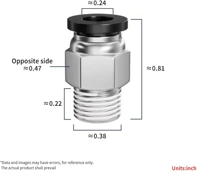 Pneumatic Black Push Connect Fittings 6mm Tube OD x 1/8 Inch NPT Air Push Connect Tools Pneumatic Hose Fittings(Pack of 5)